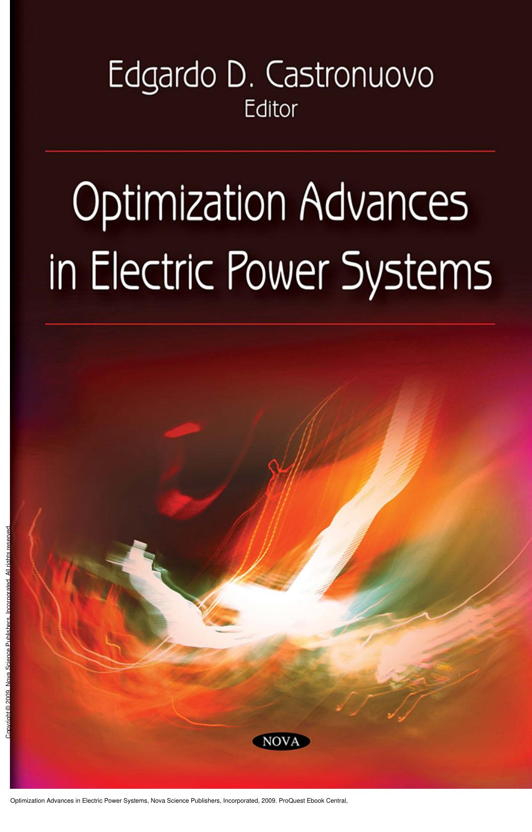 Optimization Advances in Electric Power Systems by Edgardo D. Castronuovo