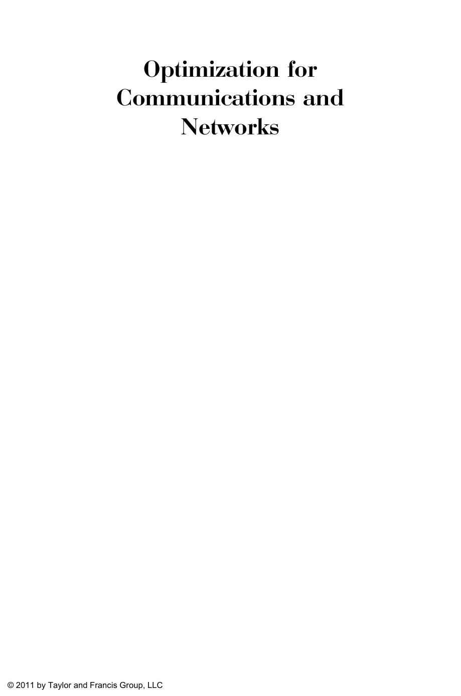 Optimization for Communications and Networks by Unknow