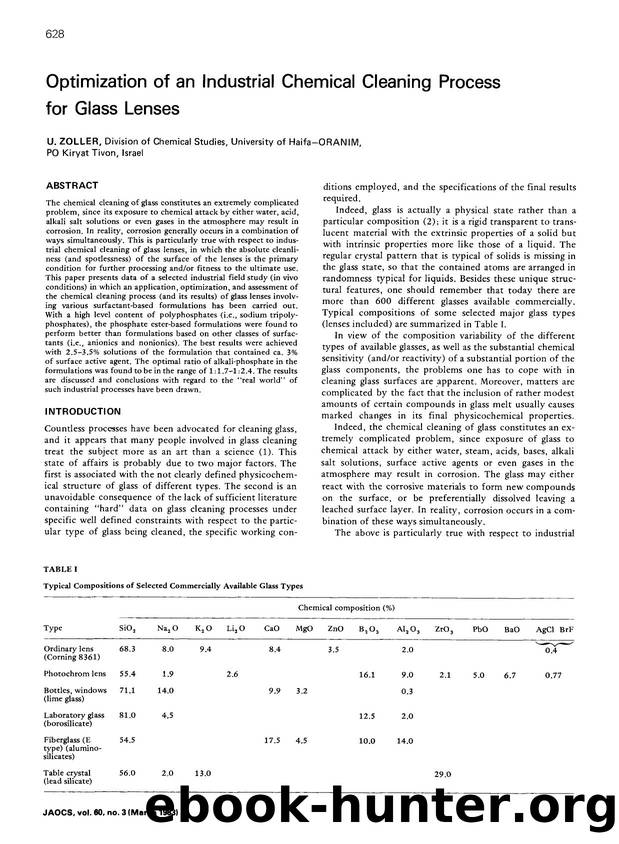 Optimization of an industrial chemical cleaning process for glass lenses by Unknown