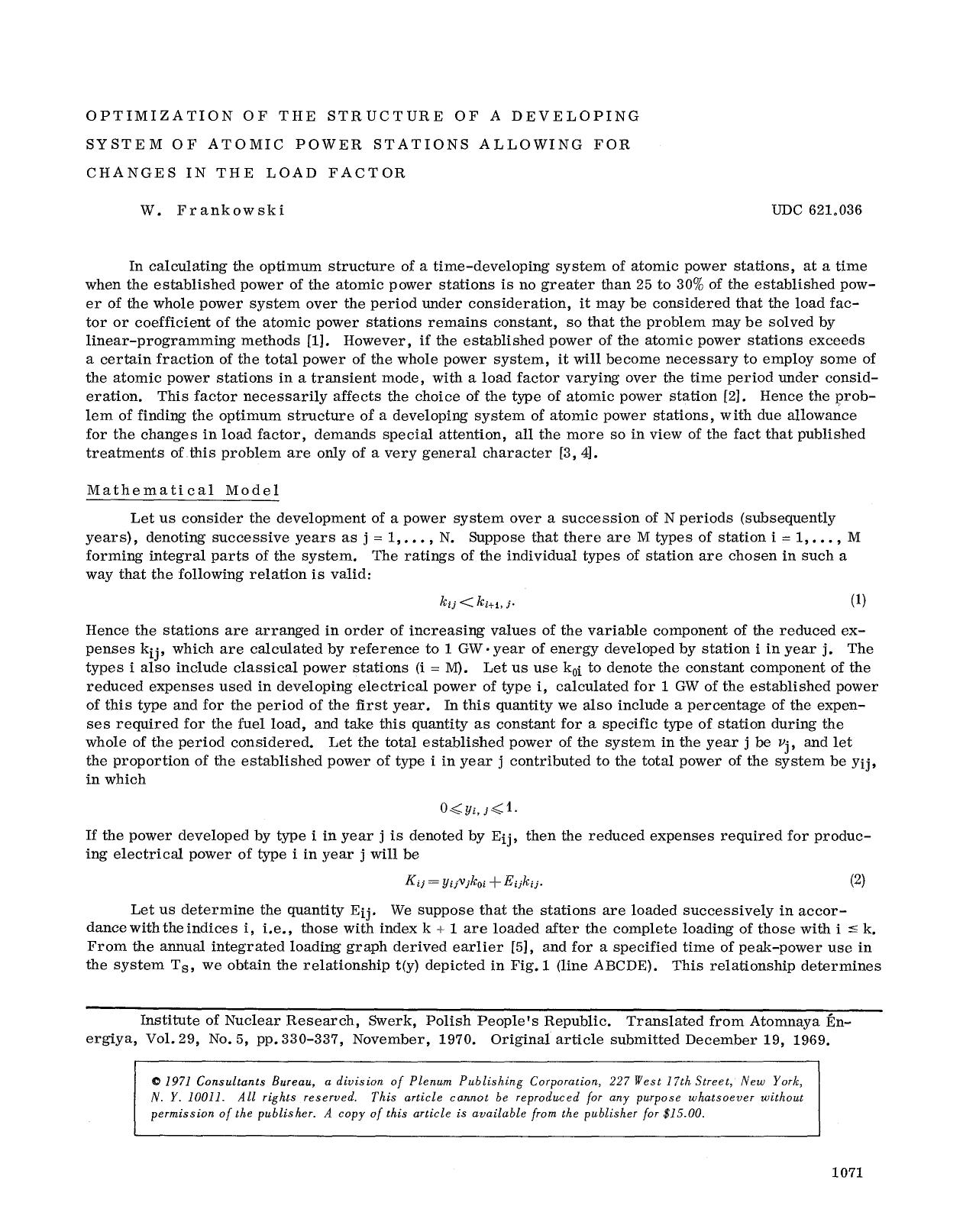 Optimization of the structure of a developing system of atomic power stations allowing for changes in the load factor by Unknown