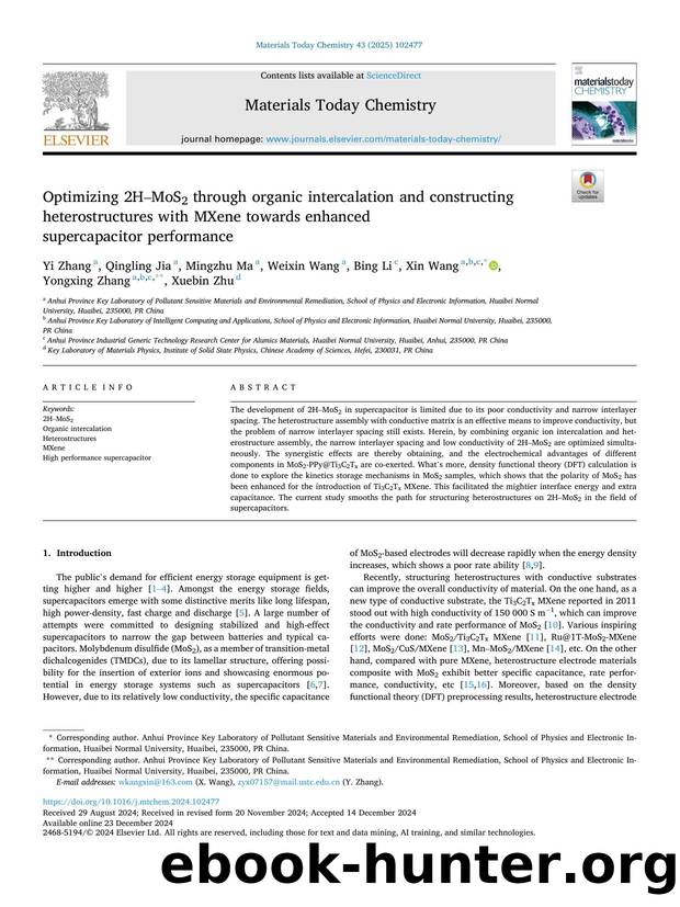 Optimizing 2HâMoS2 through organic intercalation and constructing heterostructures with MXene towards enhanced supercapacitor performance by unknow
