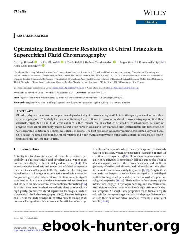 Optimizing Enantiomeric Resolution of Chiral Triazoles in Supercritical Fluid Chromatography by Unknown
