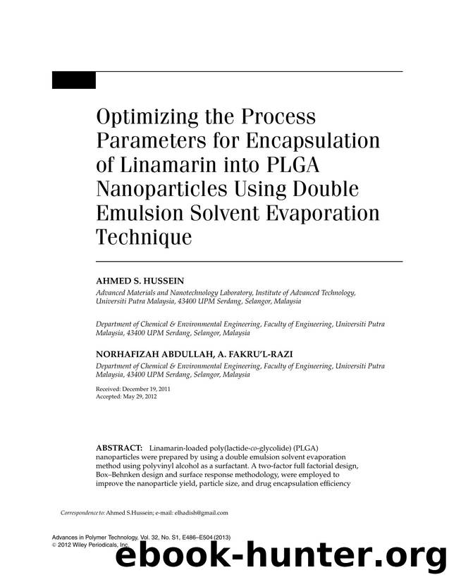 Optimizing the Process Parameters for Encapsulation of Linamarin into ...