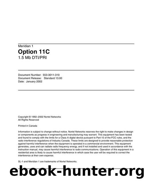 Option 11C 1.5 Mb DTIPRI by Nortel Networks