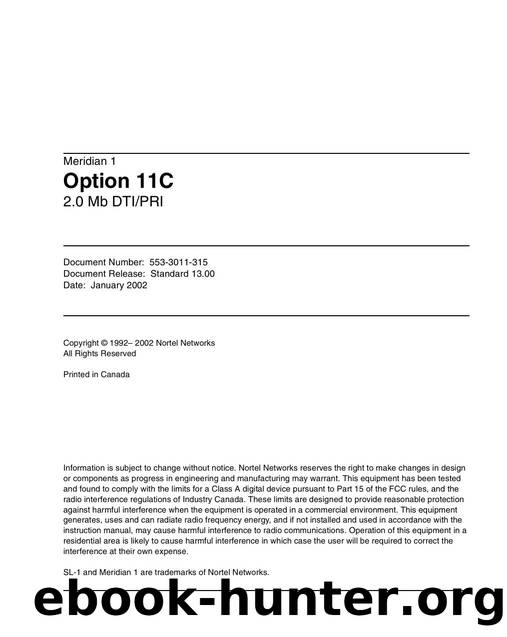Option 11C 2.0 Mb DTIPRI by Nortel Networks