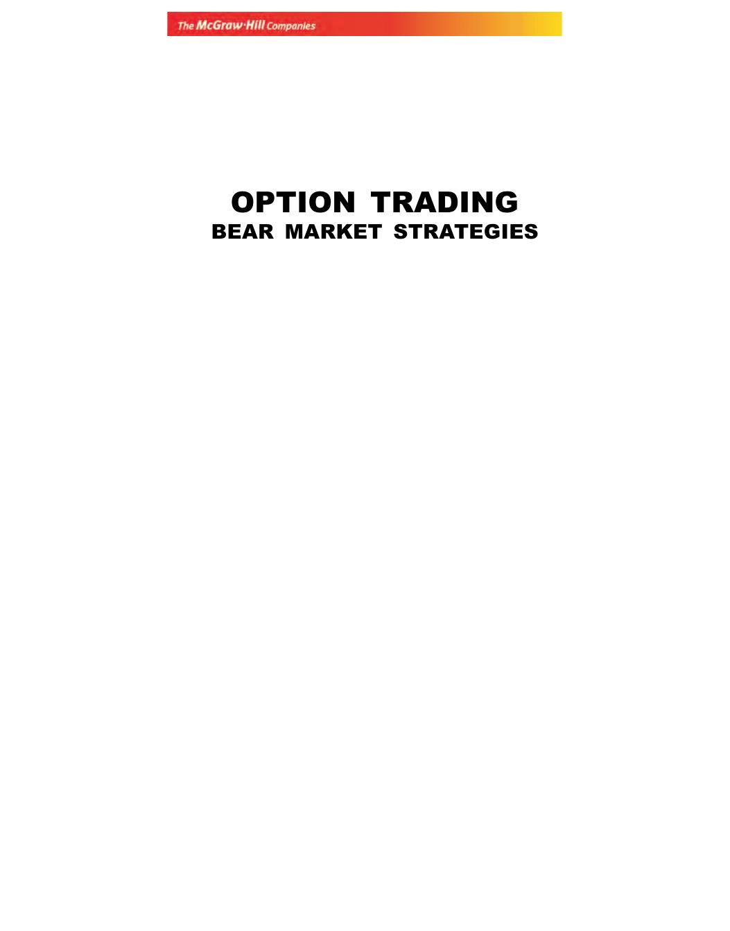 Options Trading In Bear Mkts by K Sasidharan