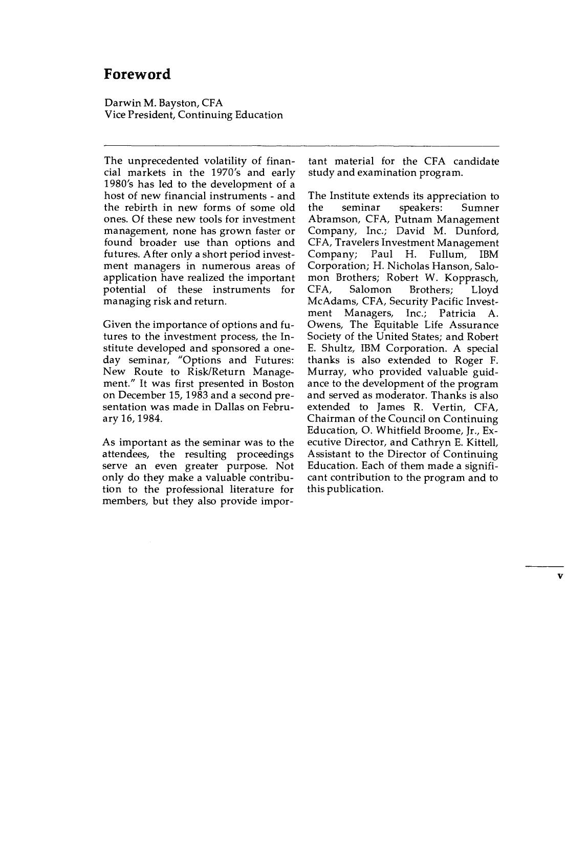 Options and Futures: New Route to Risk Return Management by Donald E. Fischer