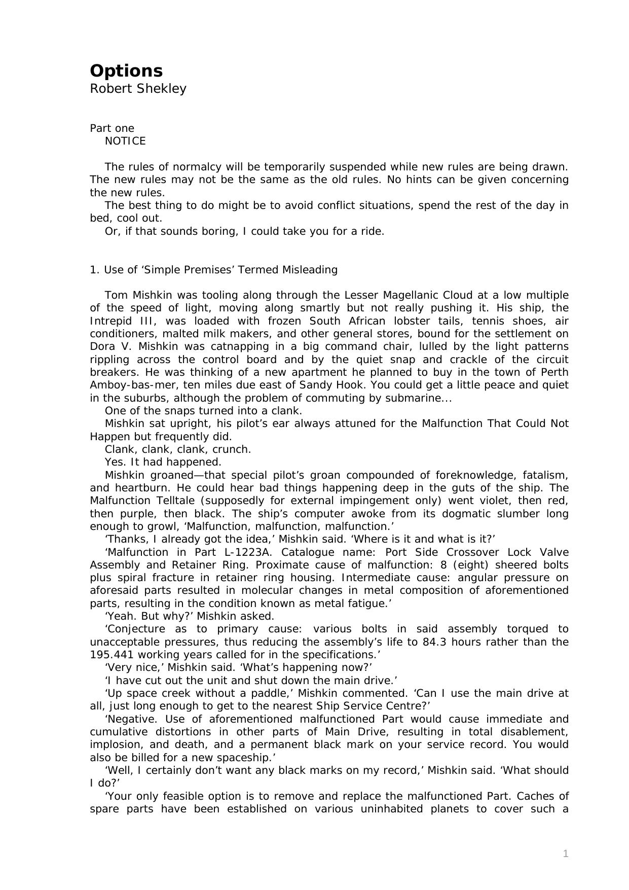 Options by Robert Sheckley