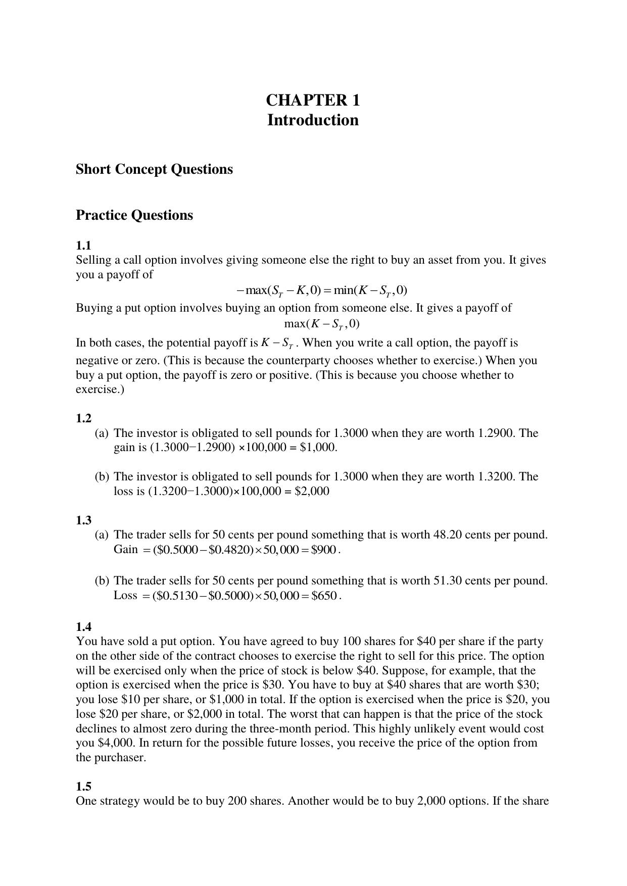 Options, Futures, and Other Derivatives - Solutions Manual by John C. Hull