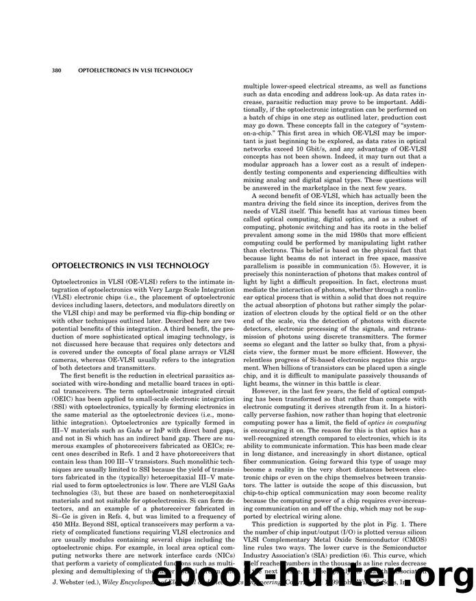 Optoelectronics in VLSI Technology". In: Wiley Encyclopedia of Electrical and Electronics Engineering by Unknown