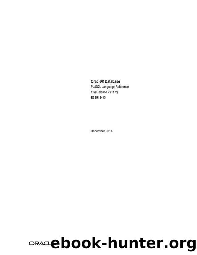 Oracle Database PLSQL Language Reference by Oracle Corporation