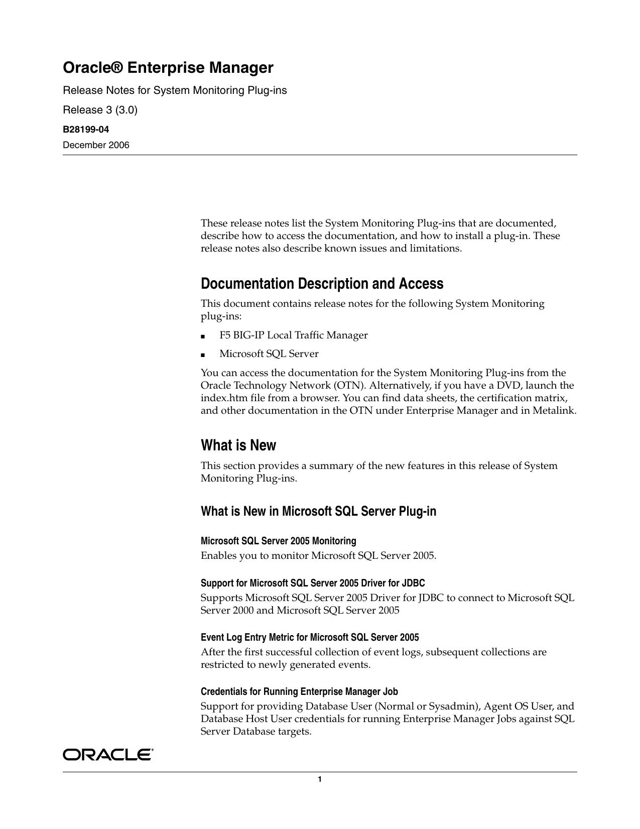 OracleÂ® Enterprise Manager Management Plug-in Installation Guide for Microsoft Internet Security and Acceleration Server by Oracle Corporation