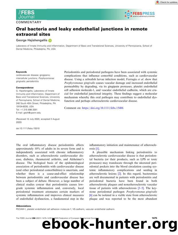 Oral bacteria and leaky endothelial junctions in remote extraoral sites by Unknown