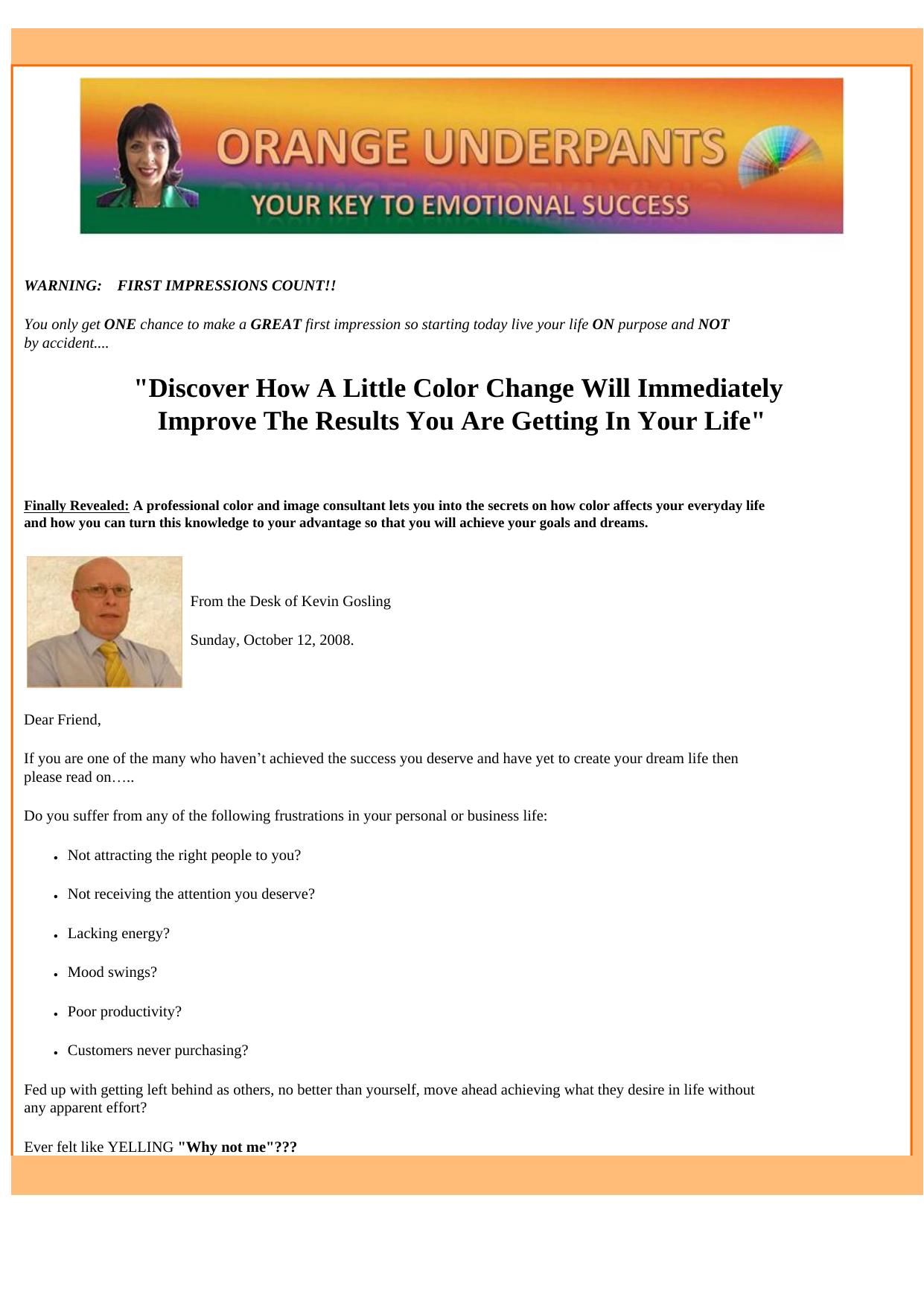 Orange Underpants - Your Key To Emotional Success. by Best of Kuszter's Collection