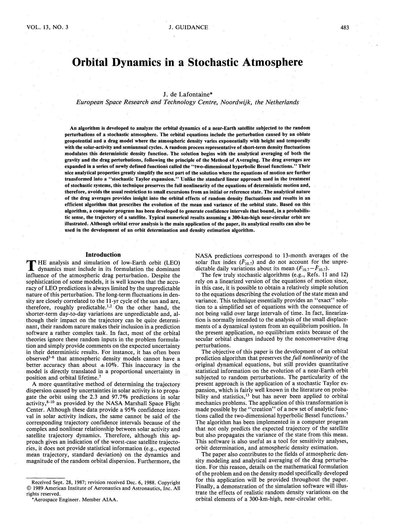 Orbital dynamics in a stochastic atmosphere by Unknown
