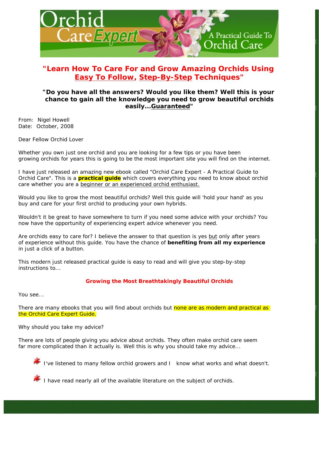 Orchid Care Expert - A Practical Guide T. by Best of Kuszter's Collection