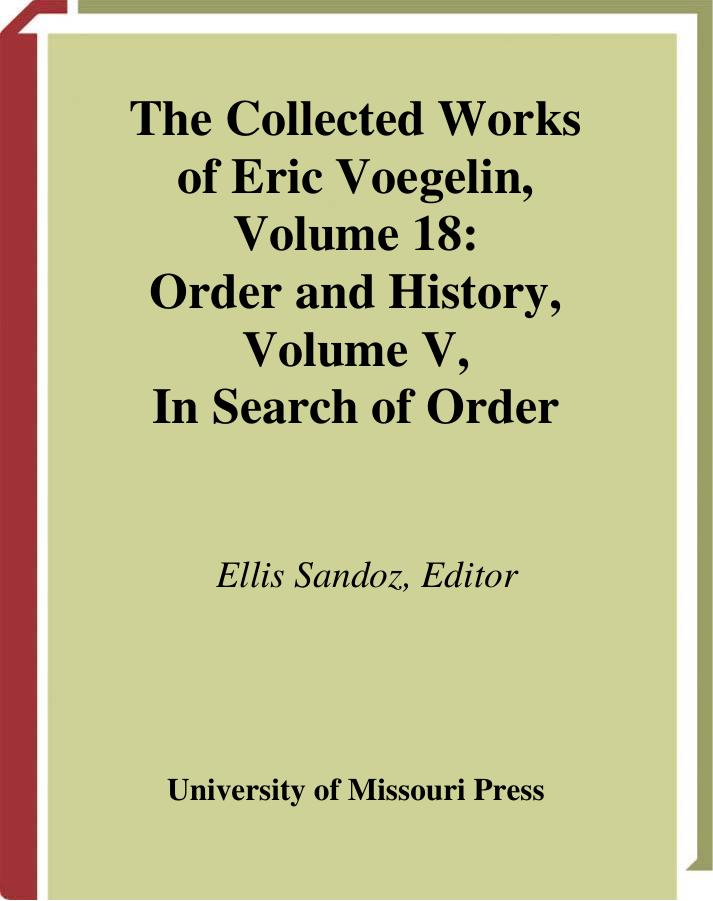 Order and History, Vol. V: In Search of Order by Eric Voegelin & Ellis Sandoz