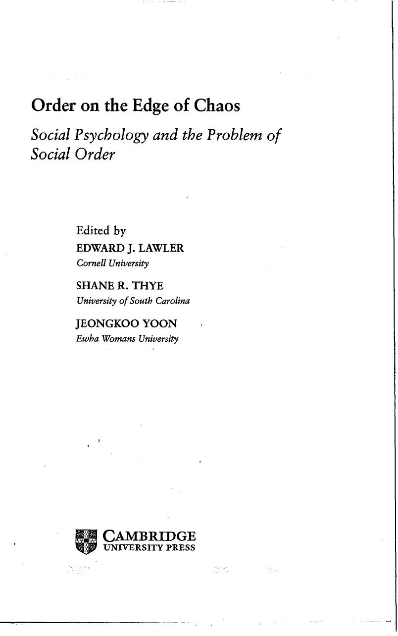Order on the Edge of Chaos: Social Psychology and the Problem of Social Order by Unknow