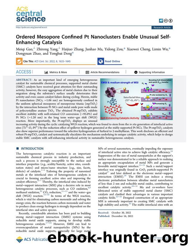 Ordered Mesopore Confined Pt Nanoclusters Enable Unusual Self-Enhancing Catalysis by unknow