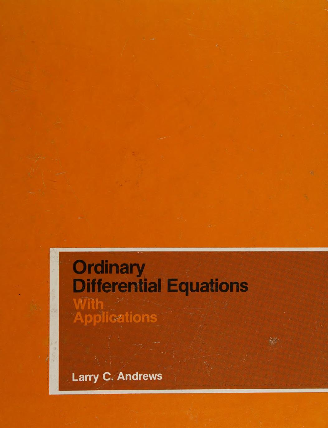 Ordinary Differential Equations With Applications by Larry C. Andrews