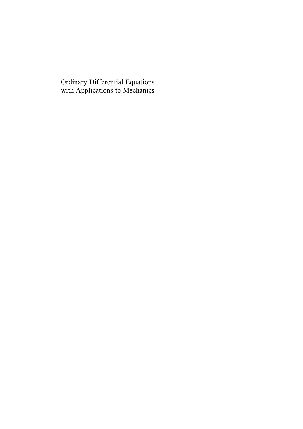 Ordinary Differential Equations with Applications to Mechanics by Mircea Soare Petre P. Teodorescu Ileana Toma