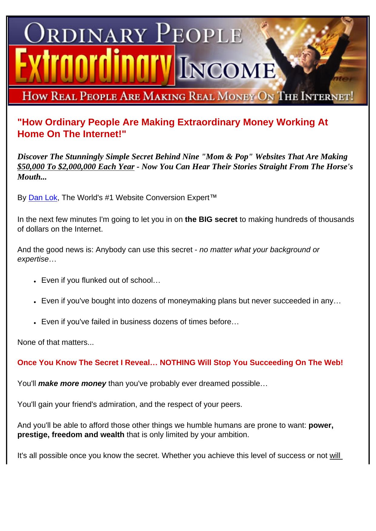 Ordinary People Extraordinary Income. by Best of Kuszter's Collection