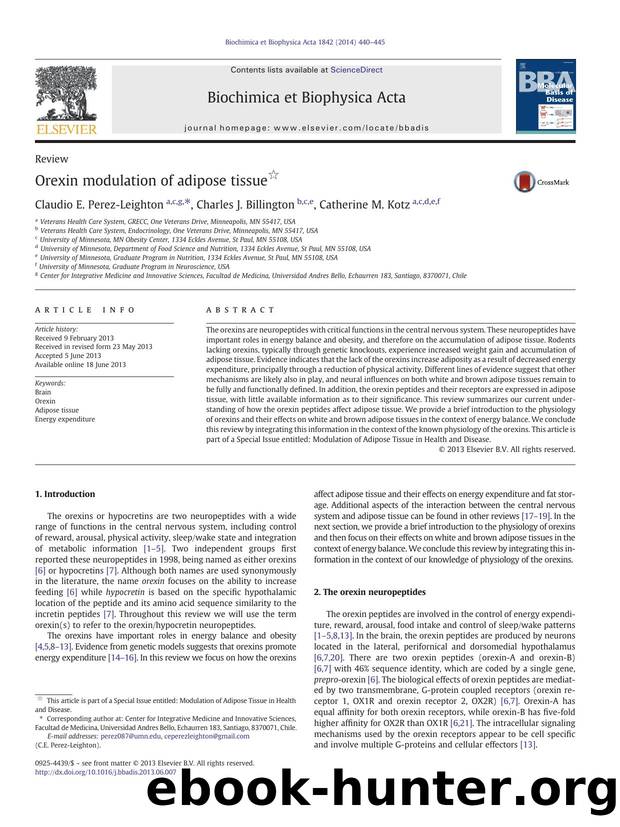 Orexin modulation of adipose tissue by Claudio E. Perez-Leighton & Charles J. Billington & Catherine M. Kotz