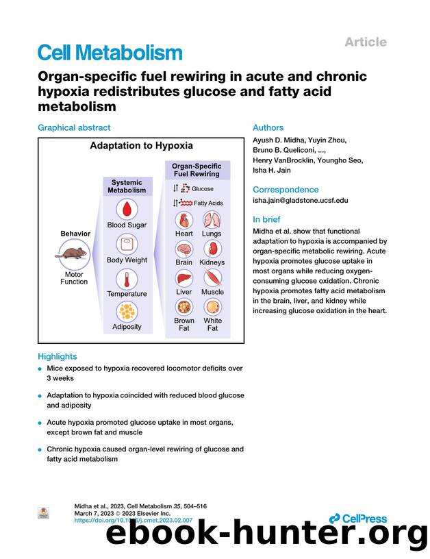 Organ-specific fuel rewiring in acute and chronic hypoxia redistributes glucose and fatty acid metabolism by unknow