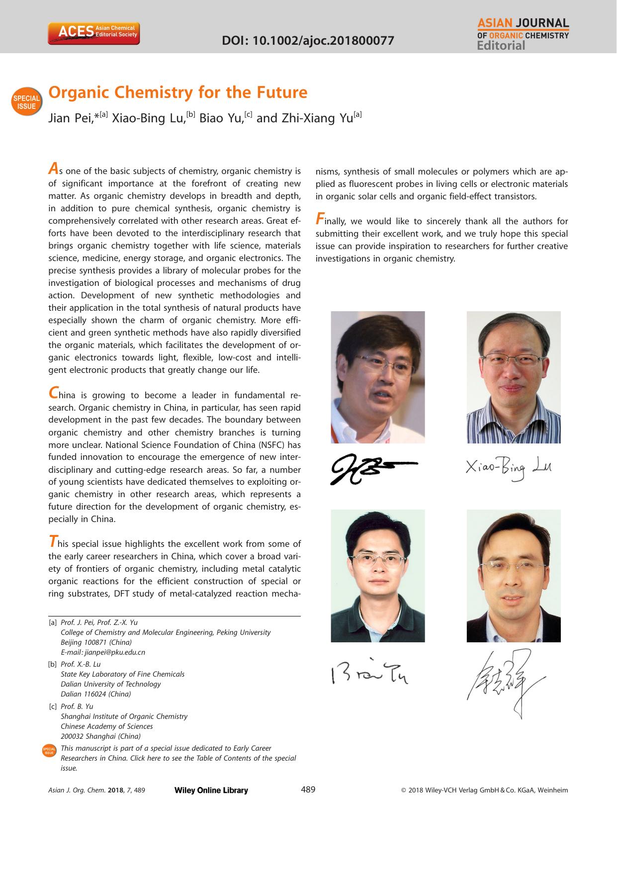 Organic Chemistry for the Future by Unknown