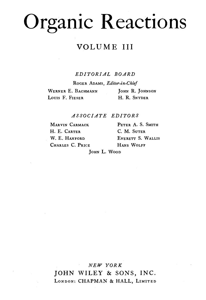 Organic Reactions [Vol 3] by R. Adams