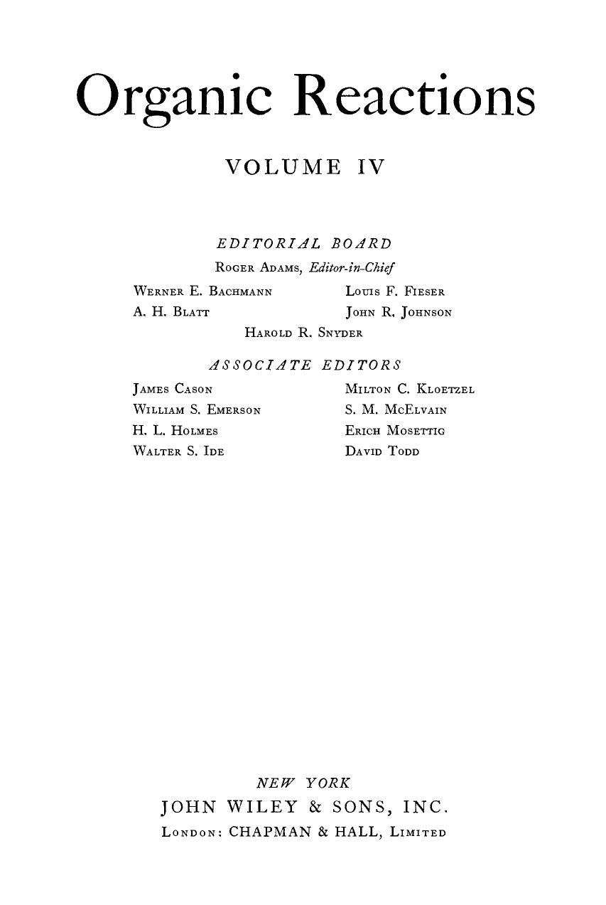 Organic Reactions, Volume 4 by Roger Adams