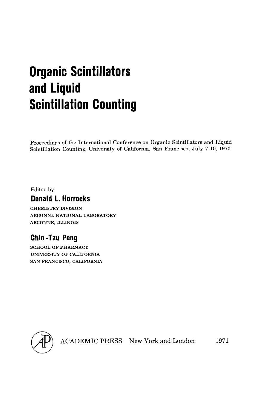 Organic Scintillators and Scintillation Counting by Donald Horrocks (Eds.)