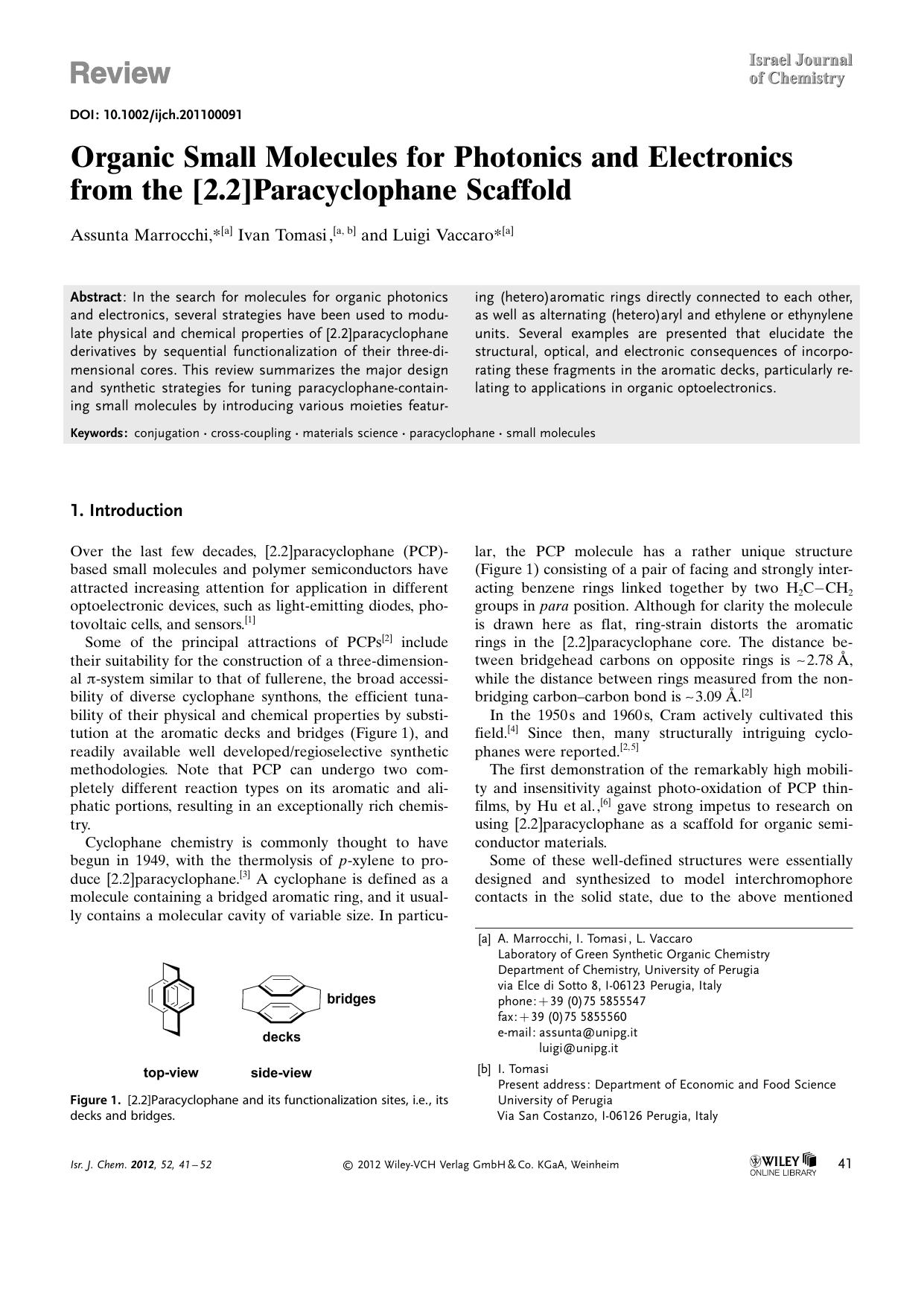 Organic Small Molecules for Photonics and Electronics from the [2.2]Paracyclophane Scaffold by Unknown