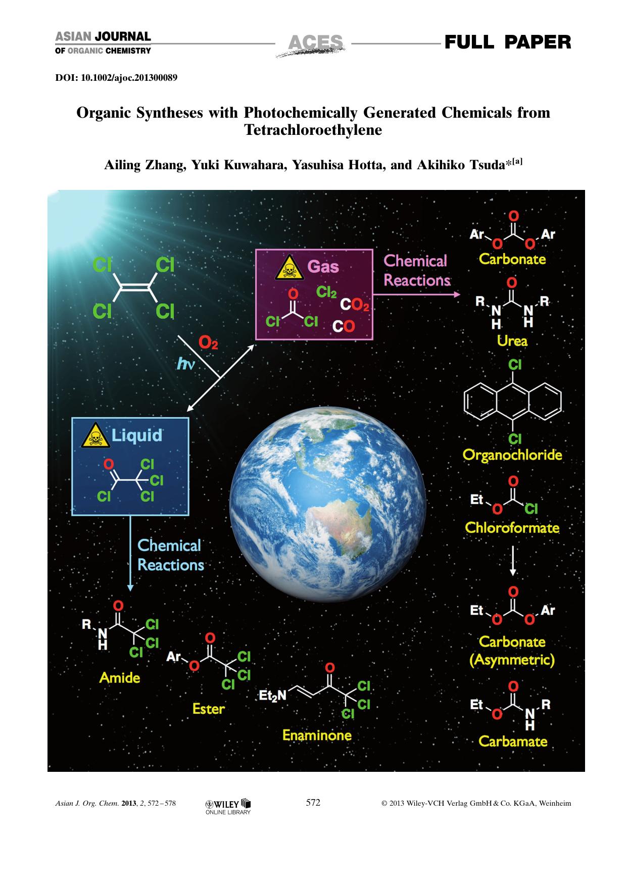 Organic Syntheses with Photochemically Generated Chemicals from Tetrachloroethylene by Unknown