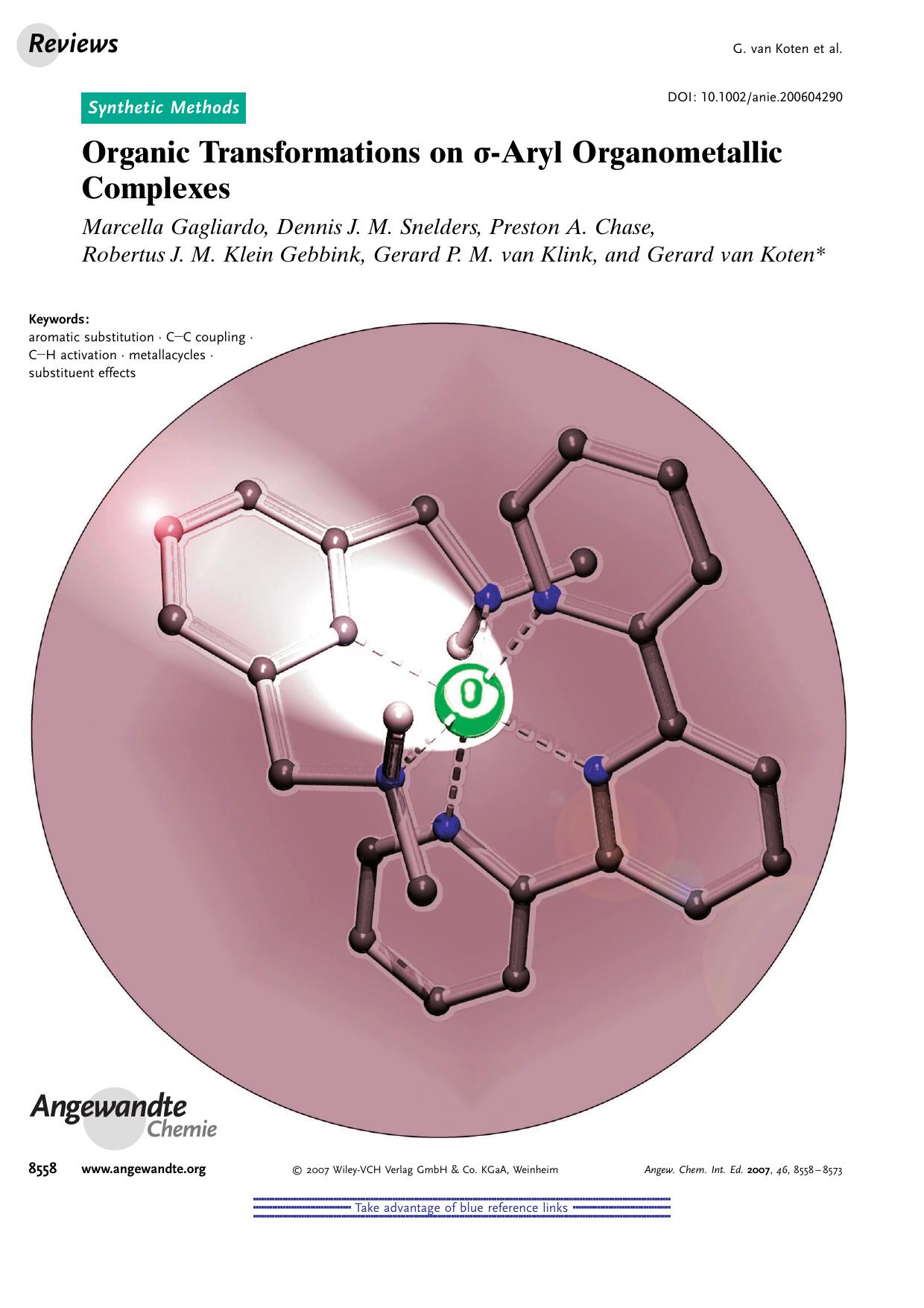Organic Transformations on [sigma]-Aryl Organometallic Complexes by Unknown