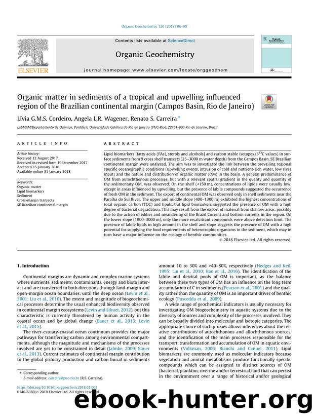 Organic matter in sediments of a tropical and upwelling influenced region of the Brazilian continental margin (Campos Basin, Rio de Janeiro) by LÃ­via G.M.S. Cordeiro & Angela L.R. Wagener & Renato S. Carreira