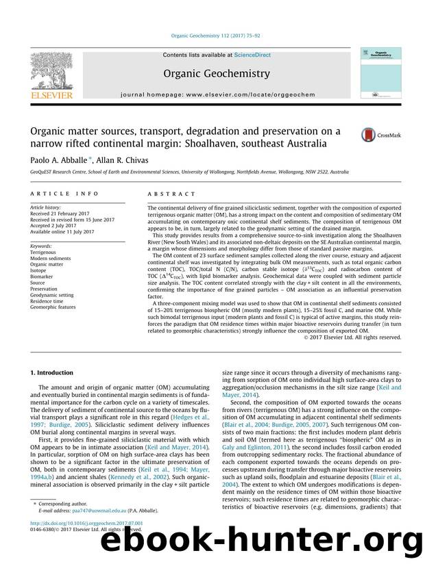 Organic matter sources, transport, degradation and preservation on a narrow rifted continental margin: Shoalhaven, southeast Australia by Paolo A. Abballe & Allan R. Chivas