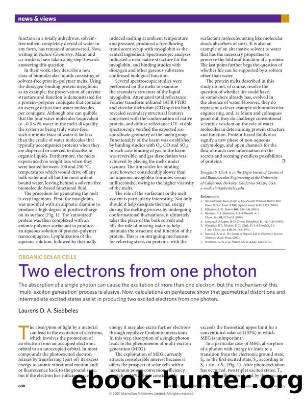 Organic solar cells: Two electrons from one photon by Laurens D. A. Siebbeles