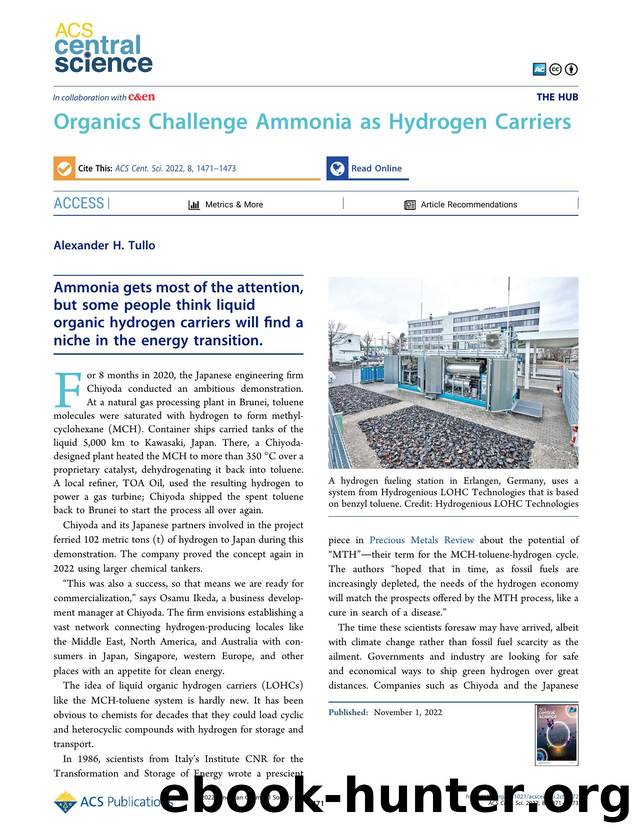 Organics Challenge Ammonia as Hydrogen Carriers by Alexander H. Tullo