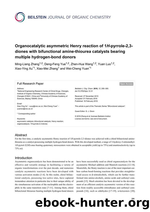 Organocatalytic asymmetric Henry reaction of 1H-pyrrole-2,3-diones with bifunctional amine-thiourea catalysts bearing multiple hydrogen-bond donors by unknow