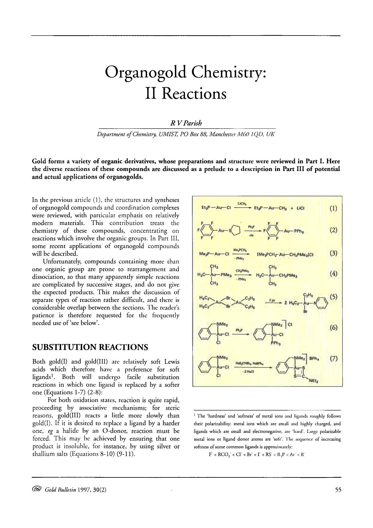 Organogold chemistry: II reactions by Unknown