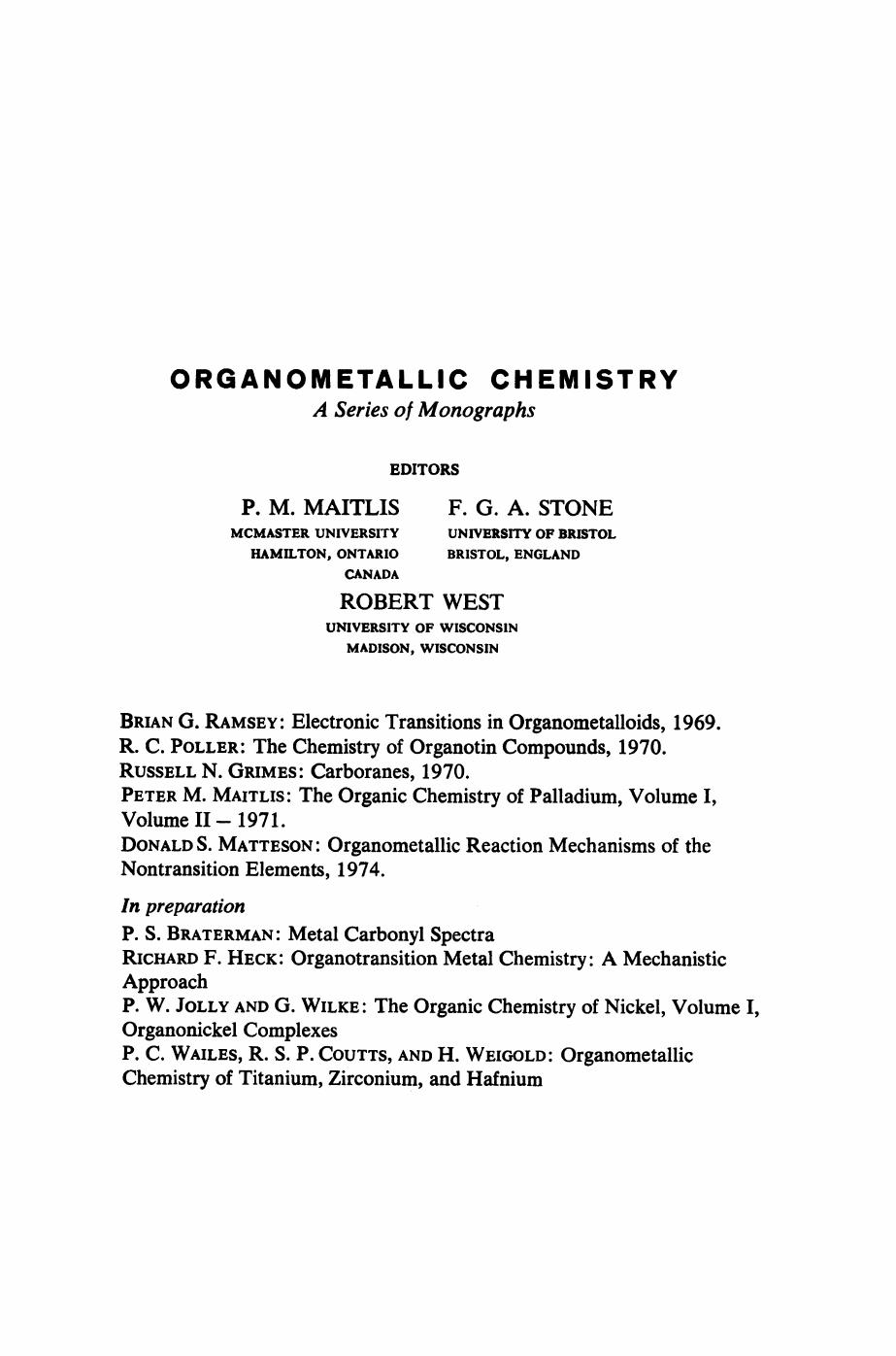 Organometallic Reaction Mechanisms of the Nontransition Elements by Donald Matteson (Auth.)