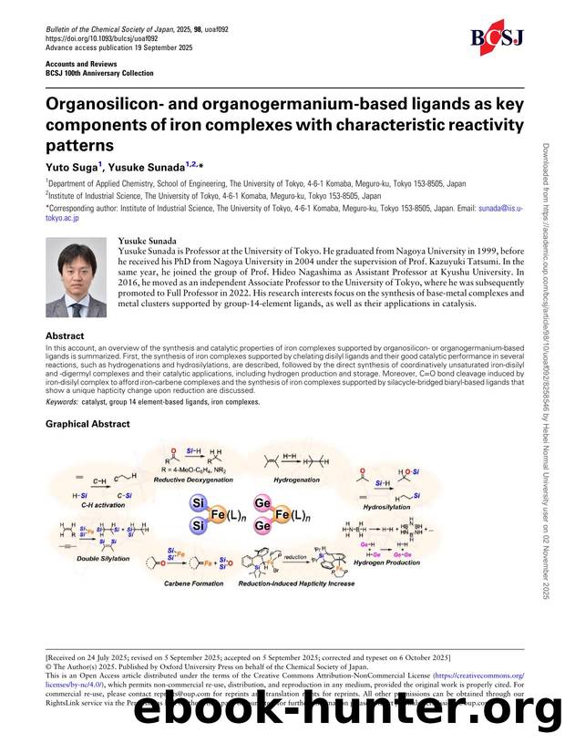 Organosilicon- and organogermanium-based ligands as key components of iron complexes with characteristic reactivity patterns by Yuto Suga & Yusuke Sunada