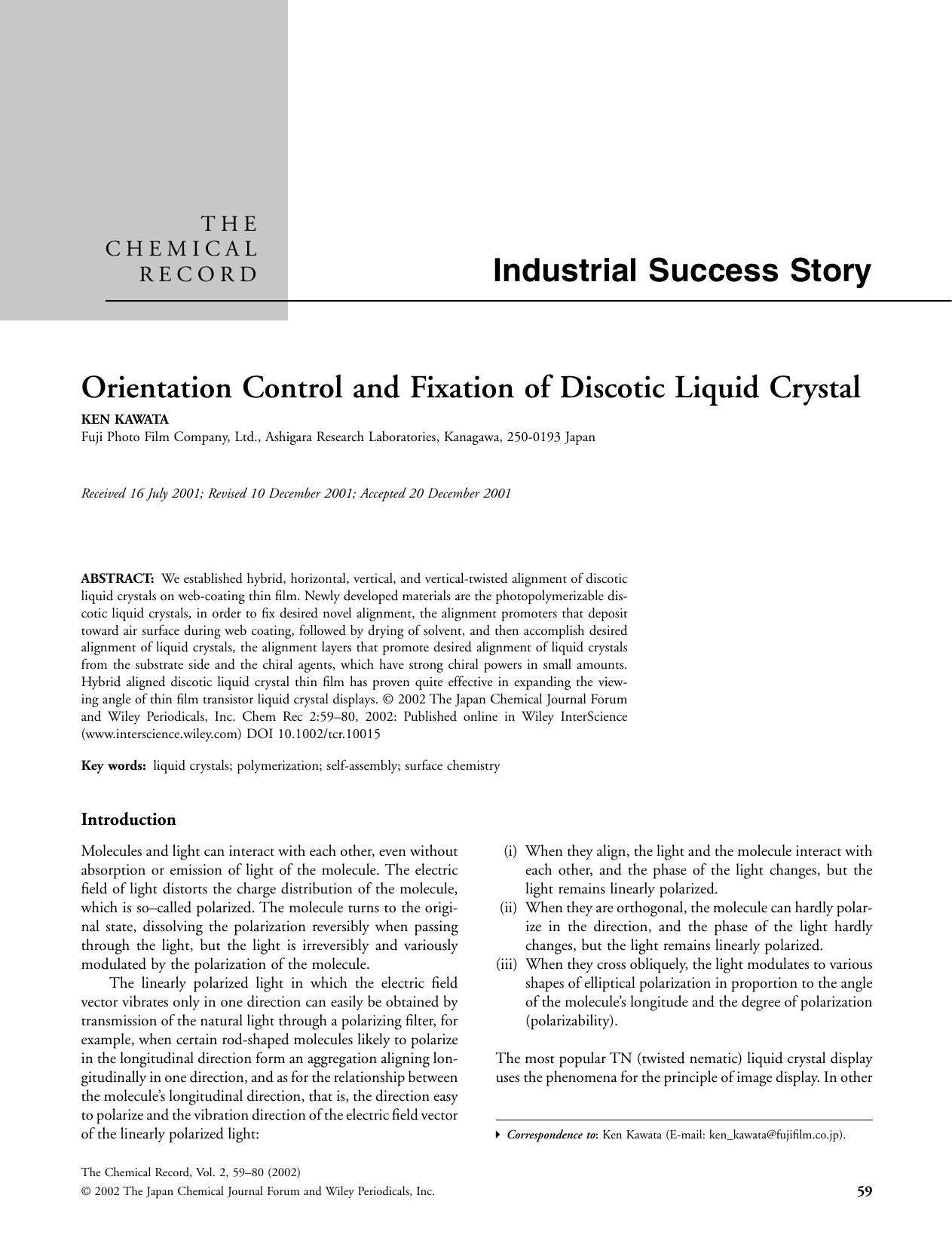 Orientation Control and Fixation of Discotic Liquid Crystal by g4