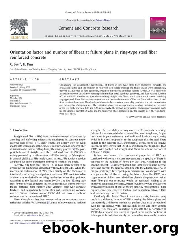 Orientation factor and number of fibers at failure plane in ring-type steel fiber reinforced concrete by C. Lee; H. Kim