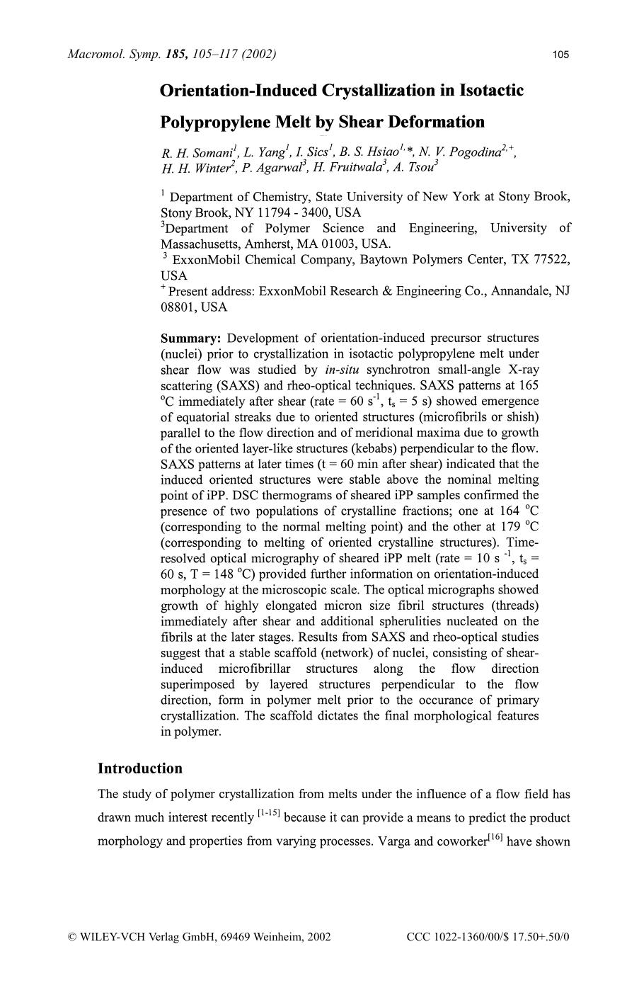 Orientation-induced crystallization in isotactic polypropylene melt by shear deformation by SOD