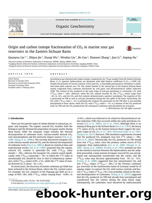 Origin and carbon isotope fractionation of CO2 in marine sour gas reservoirs in the Eastern Sichuan Basin by Quanyou Liu & Zhijun Jin & Xiaoqi Wu & Wenhui Liu & Bo Gao & Dianwei Zhang & Jian Li & Anping Hu