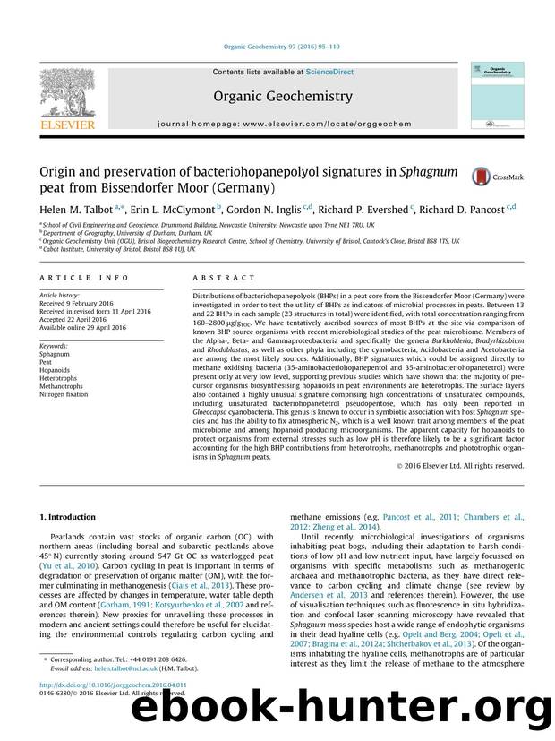 Origin and preservation of bacteriohopanepolyol signatures in Sphagnum peat from Bissendorfer Moor (Germany) by Helen M. Talbot & Erin L. McClymont & Gordon N. Inglis & Richard P. Evershed & Richard D. Pancost