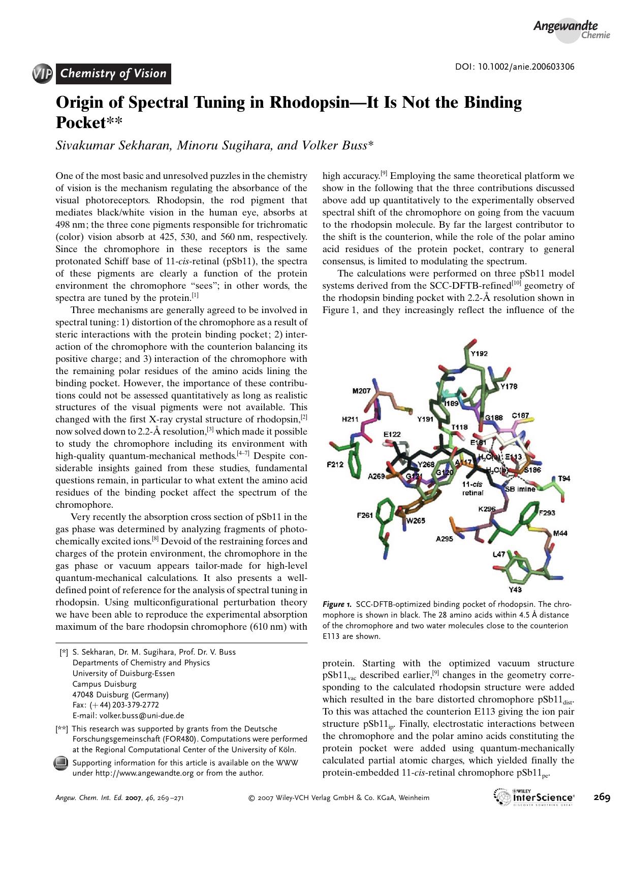 Origin of Spectral Tuning in Rhodopsin-It Is Not the Binding Pocket by Unknown