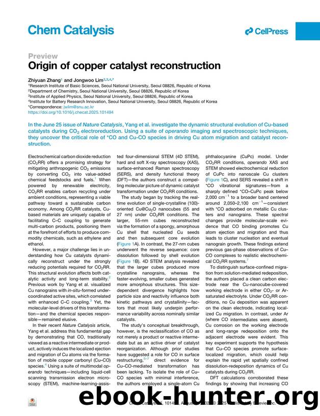 Origin of copper catalyst reconstruction by Zhiyuan Zhang & Jongwoo Lim